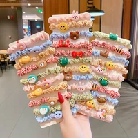 101 pc cartoon cute srunchies foral elastic hair bands girls ponytail holder lovely rubber band hair ties kids hair accessories