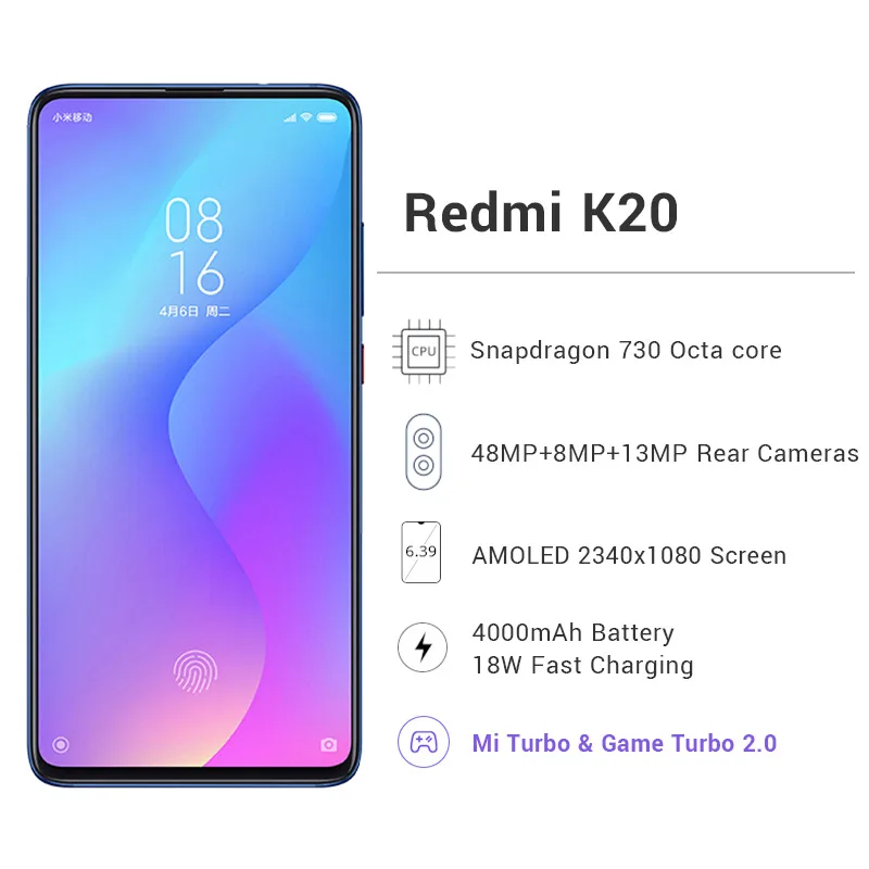 Смартфон Xiaomi Redmi K20 6 ГБ 128 (Mi 9 T) Snapdragon 730 камера 48 Мп и 20 4000 мАч AMOLED дисплей 39 дюйма