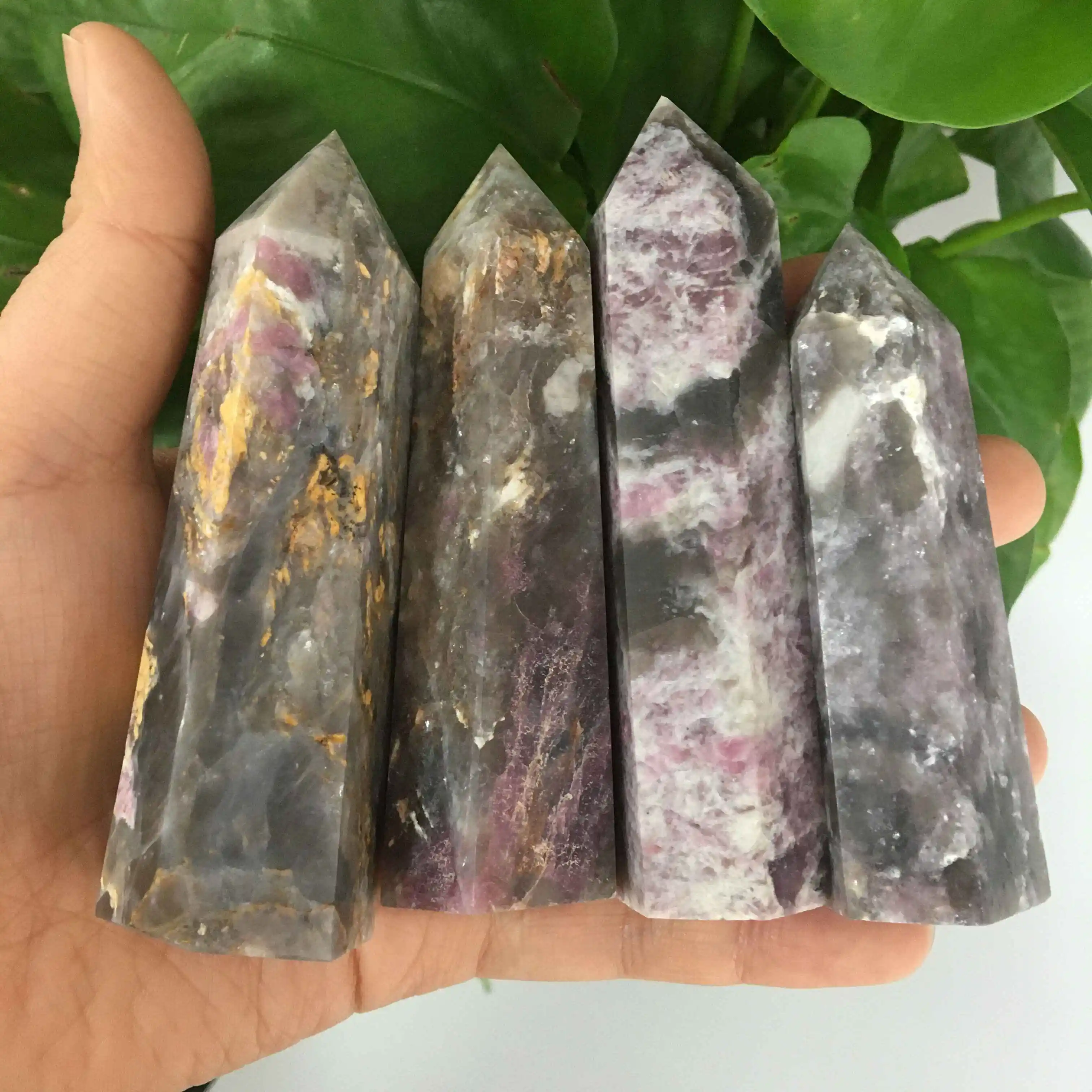 

Natural crystal hexagonal prism pendant sakura agate stone energy healing meditation inspiration feng shui ornaments