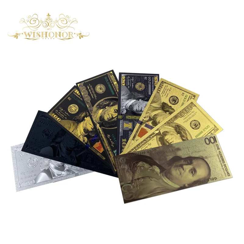 8 шт./лот для красивой американской банкноты 100 доллара в 24k черная позолоченная