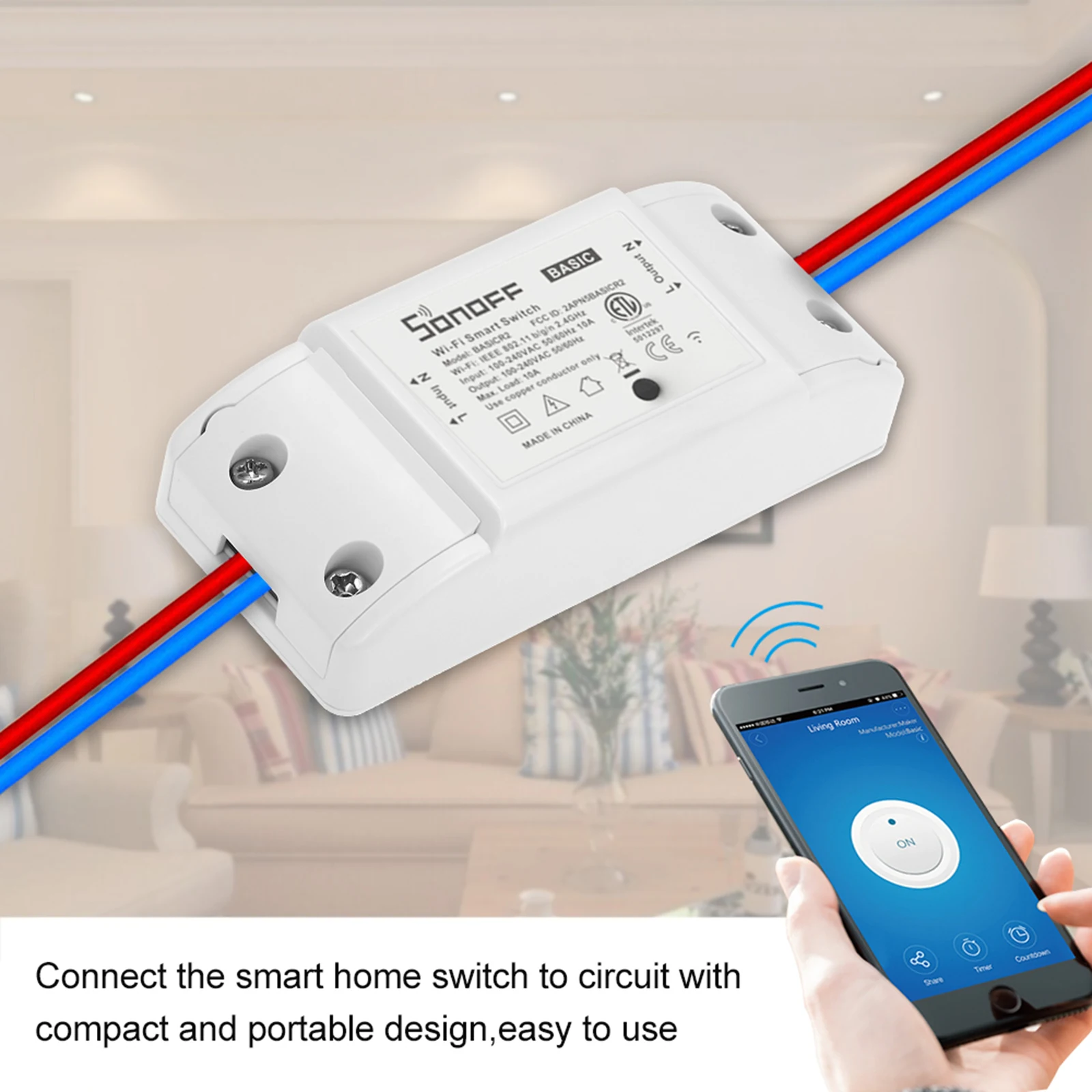 Умный беспроводной пульт дистанционного управления ITEAD Sonoff Basic R2 Wi Fi модуль
