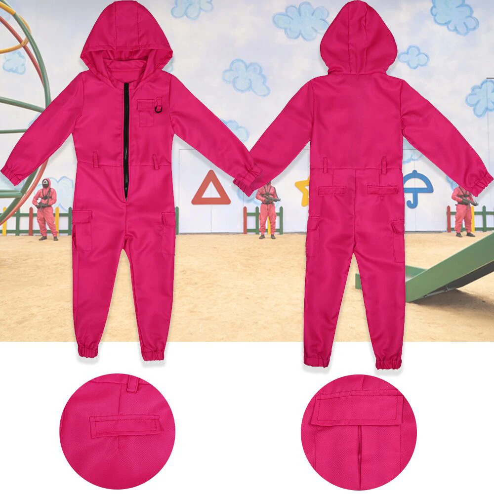 

Squid Game Red Jumpsuit Cosplay Costume Halloween Party Kids Boys Girls
