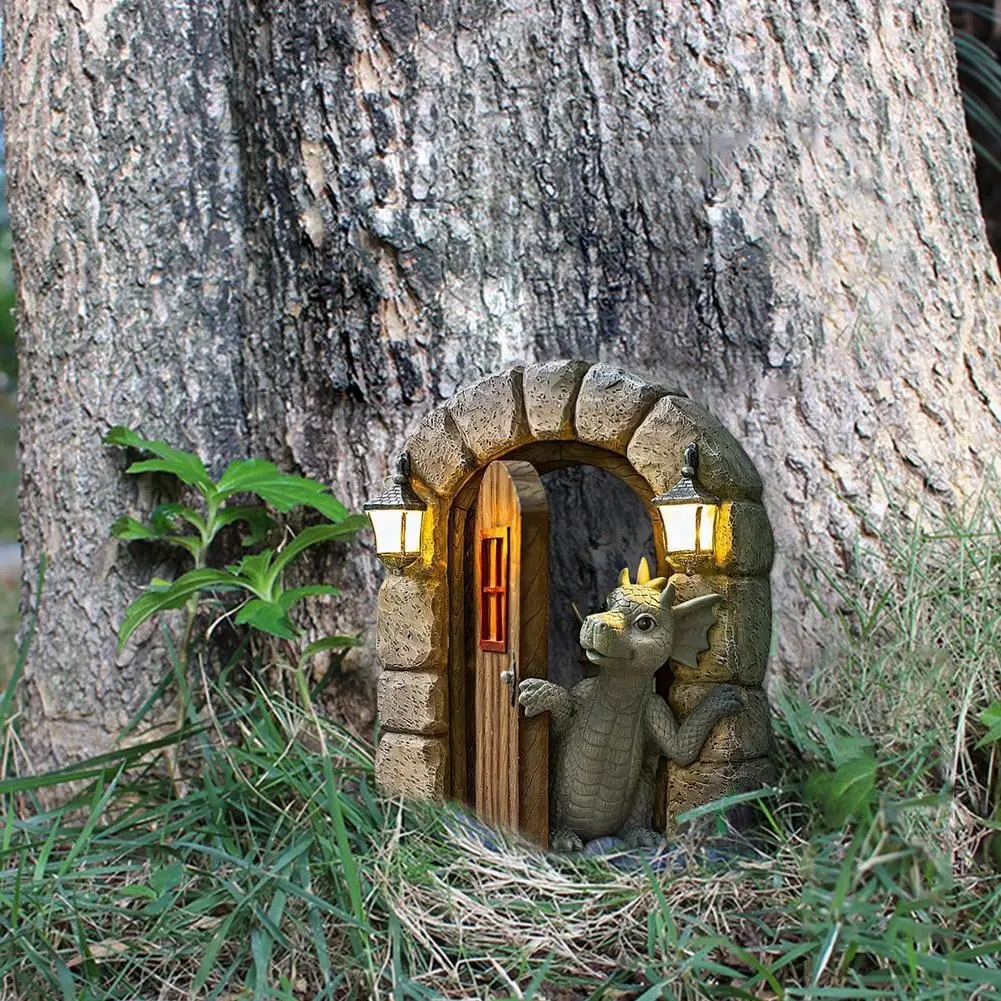 

2021 New Dragon Out The Door Garden Resin Statue Yard Art Decor Figurine Dragon Sculpture Lawn Outdoor Garden Decoration
