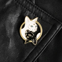 cartoon black and white sphinx cat pin brooch badge personality lapel pin accessories clothes bag hat jewelry gift for friend