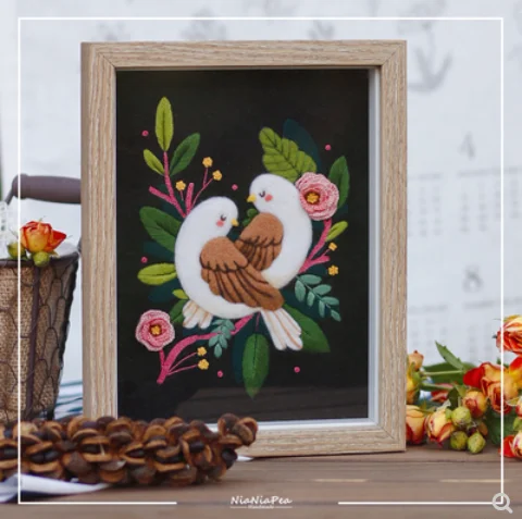 Материал для вышивки картины набор валяния с изображением птицы шерстяной