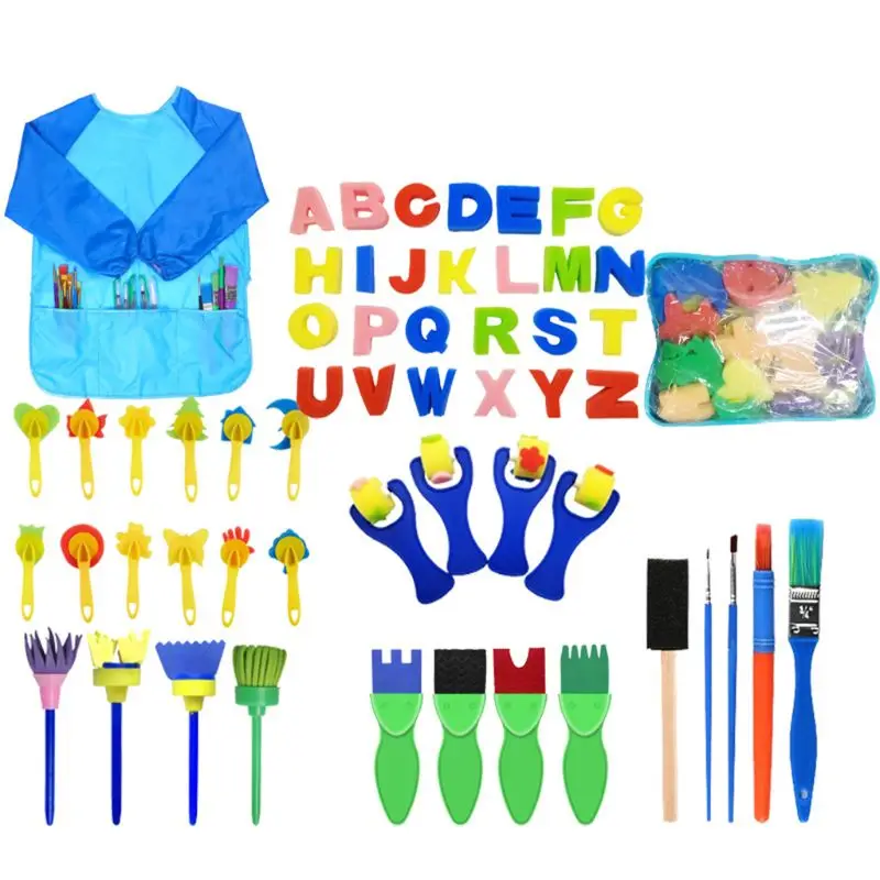 

Sponge Paint Brushes Kits Painting Brushes Tool Kit for Kids Early DIY Learning Include Foam Brushes,Pattern Brushes Set,etc