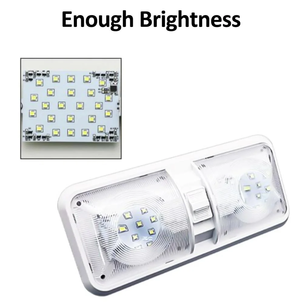

2X RV LED 12V Double Dome Light with 3528 T10 Wedge Panels Fixture Ceiling Lamp Campers Trailer Marine Caravan Motorhomes