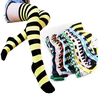 new stripe stocking girls long printed socks women over thigh high kawaii lolita cotton cute ladies warm knee socks