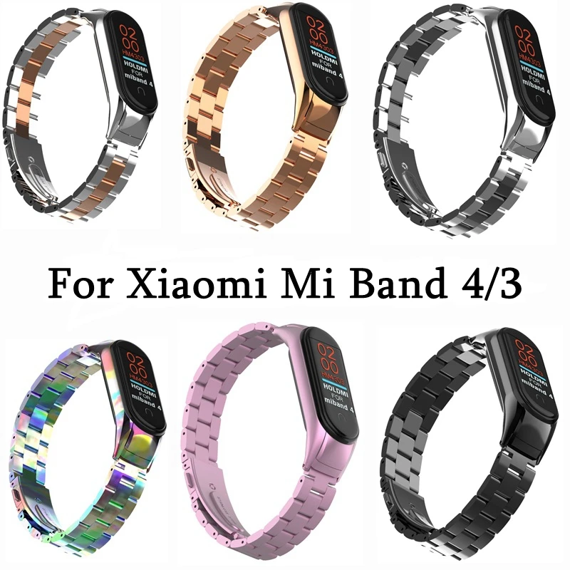 Для Xiaomi Mi Band 4 ремешок металлический браслет из нержавеющей стали 3 на запястье