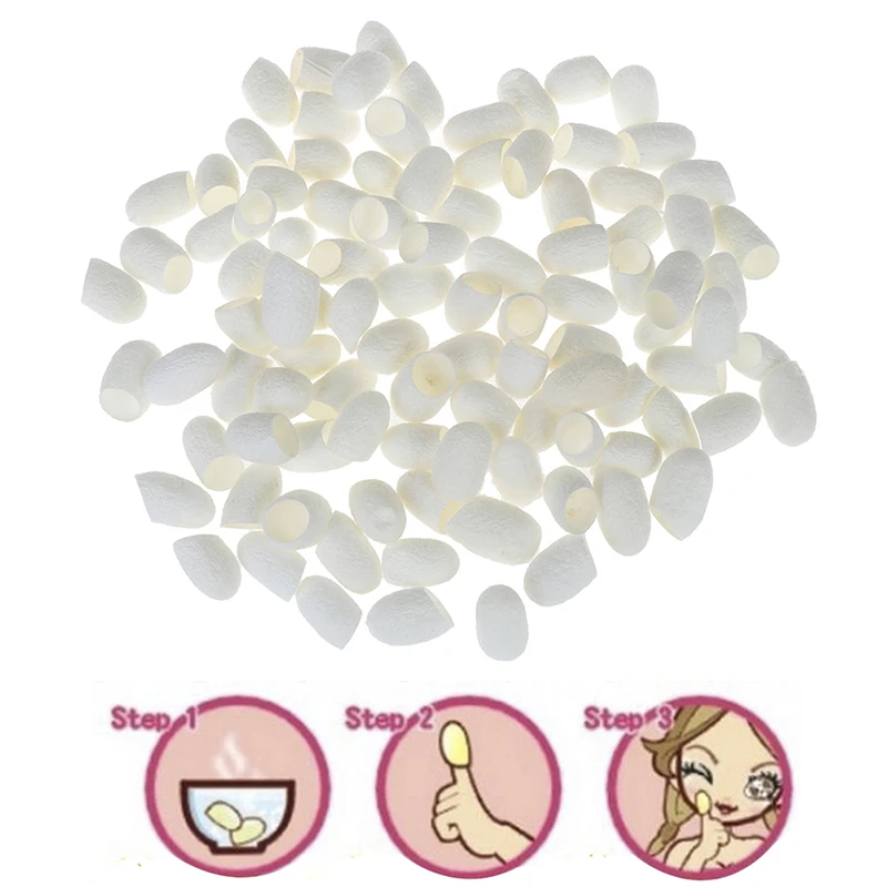 

100Pcs/set Face Skin Care Organic Natural Silk Cocoons Silkworm Balls Scrub Purifying Acne Anti Aging Whitening Wholesale