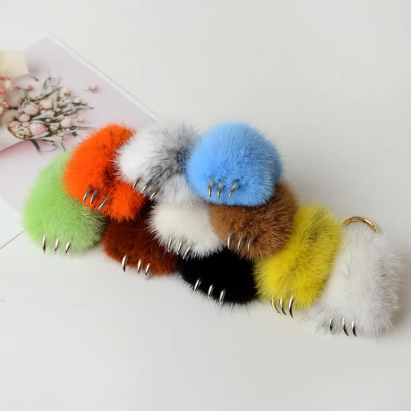 Размытый брелок из норкового меха женский милый плюшевый помпон кроличьего для