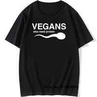 funny vegans also need protein slogan letter t shirts men print white 3d vegetable vegetarianism harajuku t shirt