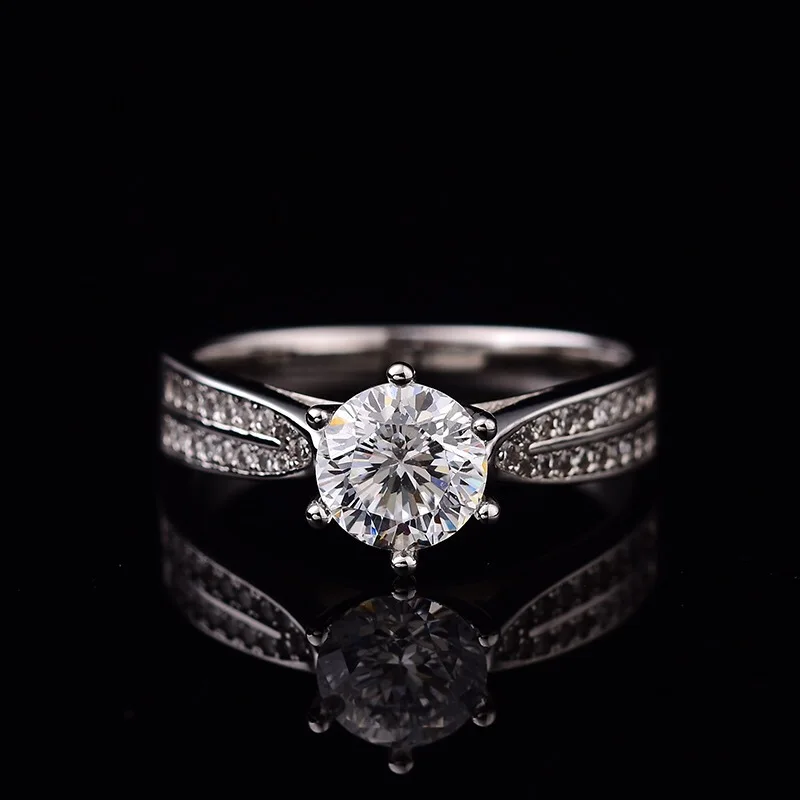 D Цвет натуральный Муассанит кольцо 0.5ct 2ct для Для женщин Обручение кольца S925