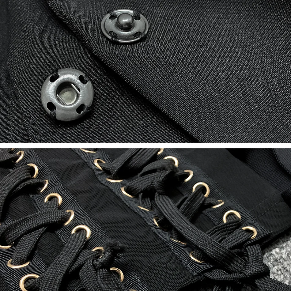 

Cardi B-chaqueta con cordones y espalda descubierta, conjunto de pantalones de 2 piezas, borla, ojal embellecido, hebilla, cuell