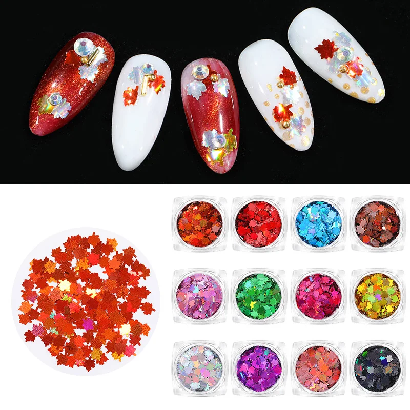 Блестки для ногтей с Кленовым листом блестки дизайна хлопья в форме снежинки