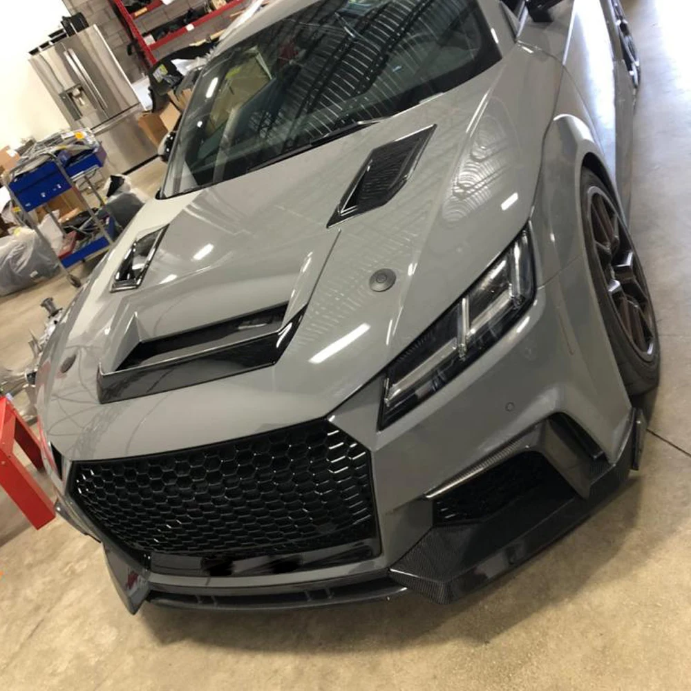 Углеродного волокна/FRP черный бампер передний спойлер для Audi TTRS MK3 2016 2017 2018