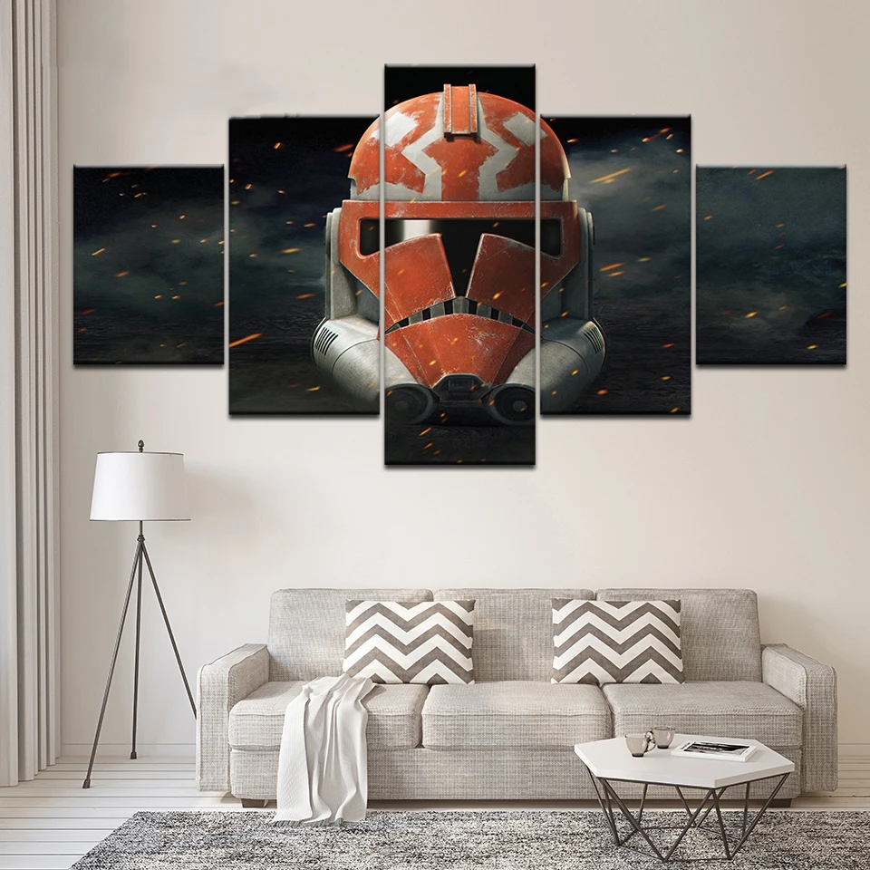 Модульные картины на холсте настенные 5 шт. Fallout Power Armor Helmet реквизит для игр постер