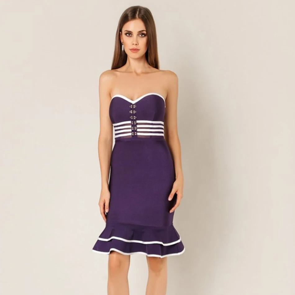 Высококачественное зеленое черное фиолетовое сексуальное платье без бретелек