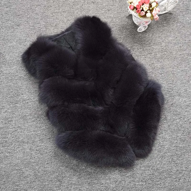 Dark Grey Jancoco Max 12 цветов Топ мягкий толстый натуральный Лисий мех жилет 4 ряда Женская Зимняя мода натуральный меховой жилет короткая куртка новинка S7164 - Цвет: Dark Grey