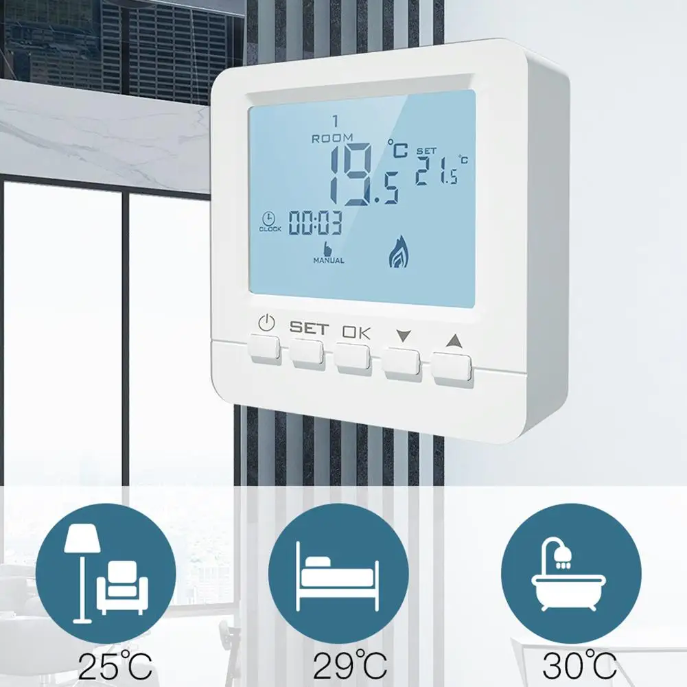 

LCD Floor Heating Temperature Regulator Controller Room Air Thermostat with Temperature Sensor