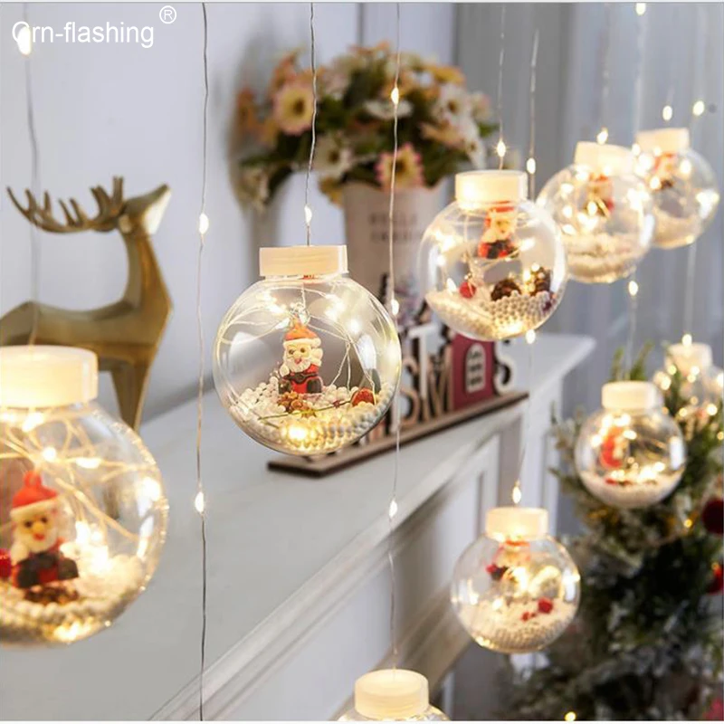 

3M 10 Ball Christmas String Lights Santa Claus Fairy Light Decor Home Bedroom Living Room Christmas Tree Decorations Strip Light