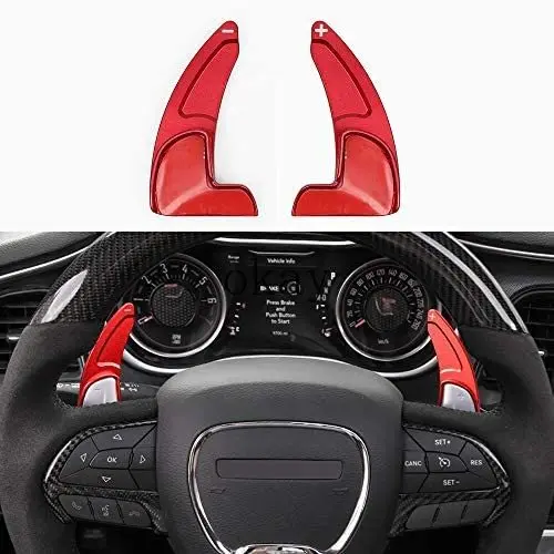 

Aluminum Alloy Steering Wheel Shift Paddle Extended Shifter Trim For Dodge Challenger Charger Durango RT Scat Pack 2015-2019.red