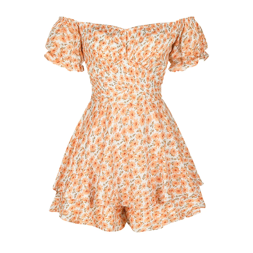 

Женский Летний комбинезон с коротким рукавом и воротником с высокой талией