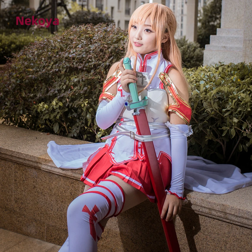 Nekoya аниме меч искусство онлайн SAO Yuuki костюм Asuna для косплея (костюмированных игр)