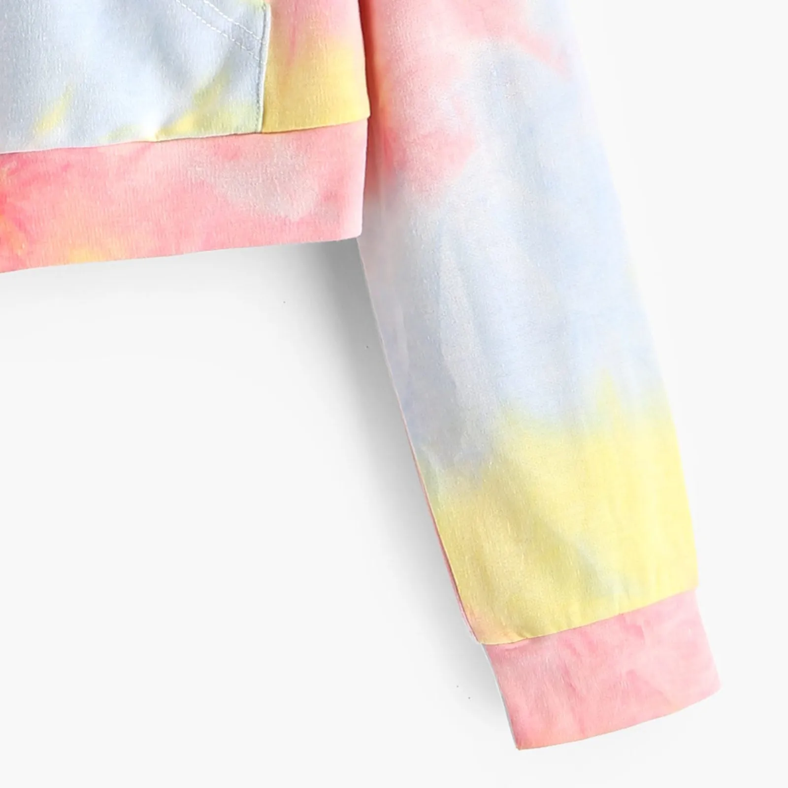 57# Drawstring Tie Dye Print Hoodie Women Short Style Long Sleeve Zipper Hooded Sweatshirt Pocket Spring Autumn Female Tops