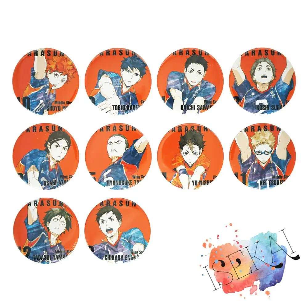 Haikyu! Значок аниме Shouyou Hinata Kageyama Tobio Tsukishima Kei nissinoya Yuu Yamaguchi Tadashi Haikyuu металлический