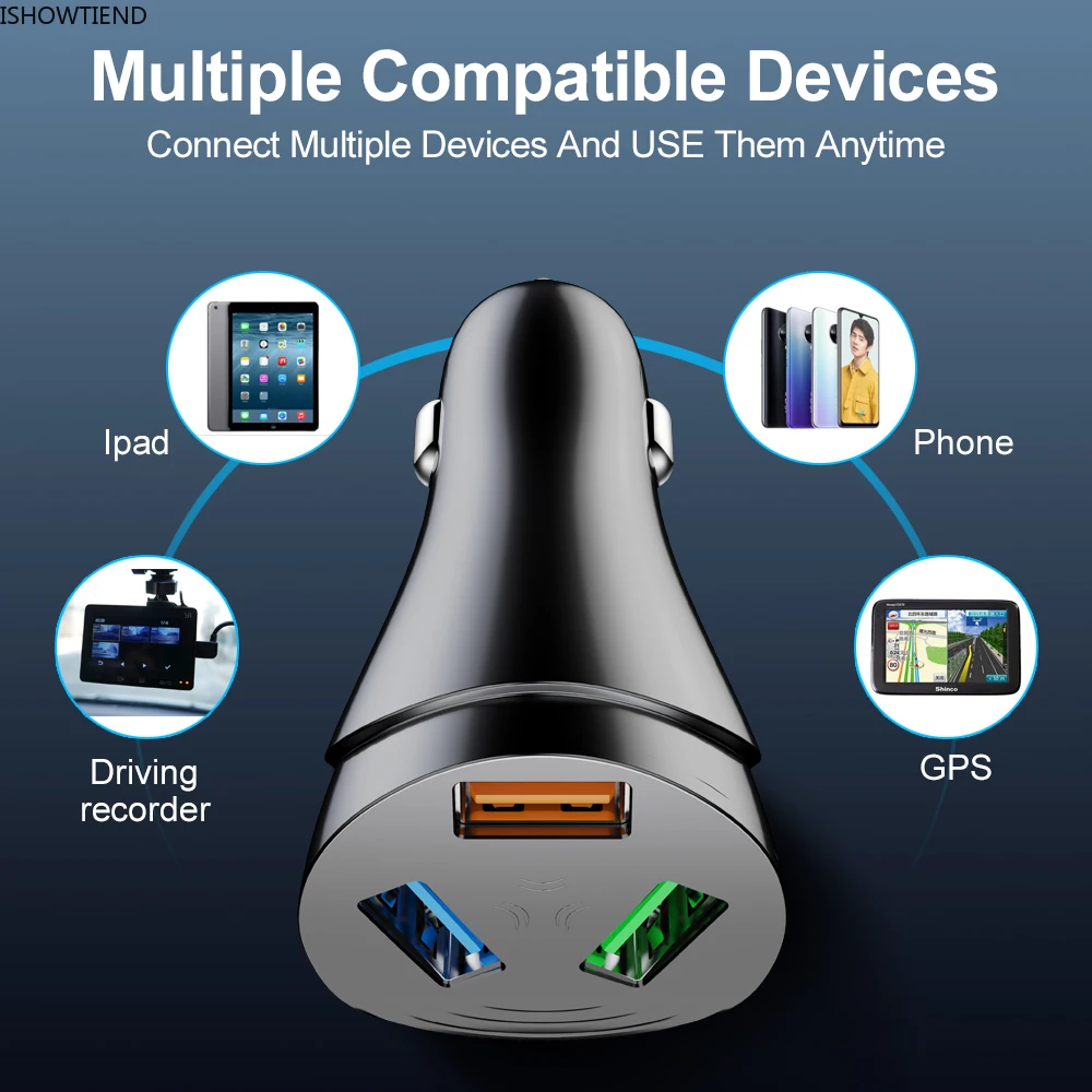 

12V USB Quick Charge 3.0 Car Charger Suitable For Mobile Phone Portable Flash Charge Certified Adapter For Xiaomi Huawei Iphone