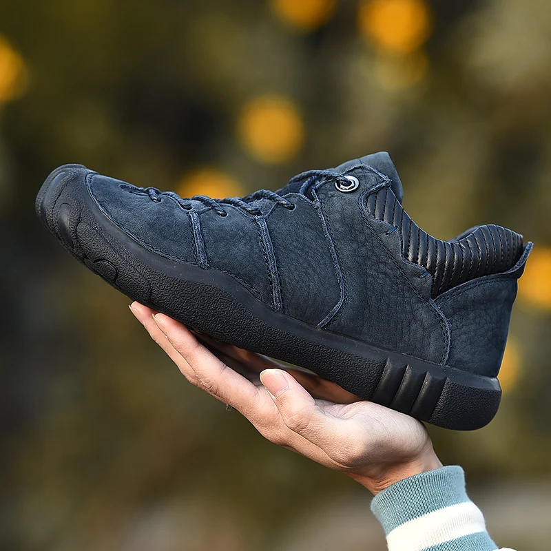 Jual Kulit Asli Pria Mendaki Musim Semi Musim Gugur Pergelangan Kaki Alas Kaki Karet Non Slip Sepatu Kasual Outdoor Sneakers Pria Sepatu Hiking Sepatu