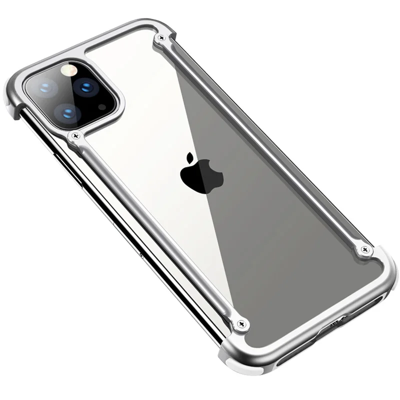 Sliver Роскошный металлический чехол с подушкой безопасности для IPhone 11 11 pro, чехол для Iphone 11 pro max, персональный металлический чехол-бампер - Цвет: Sliver