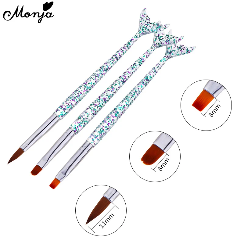 Monja 3 шт./компл. ручка русалки для дизайна ногтей акриловый УФ гель наращивания