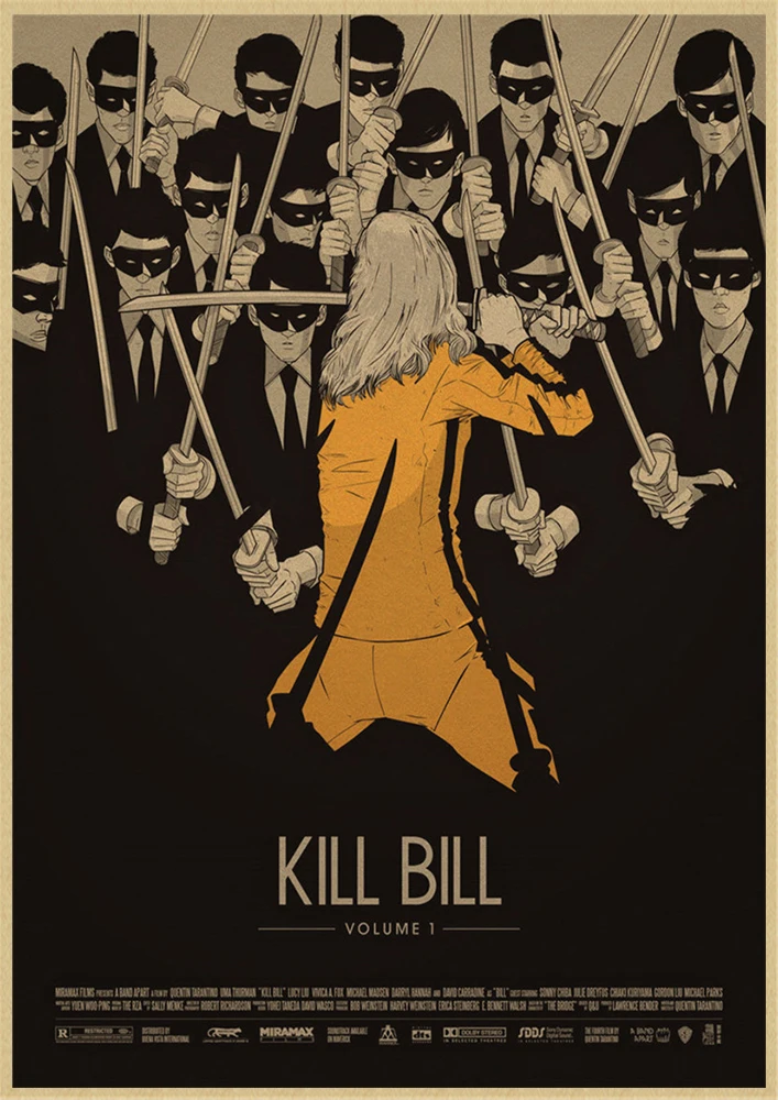 Kill Bill классический ретро фильм крафт бумага постер Бар Кафе гостиная столовая