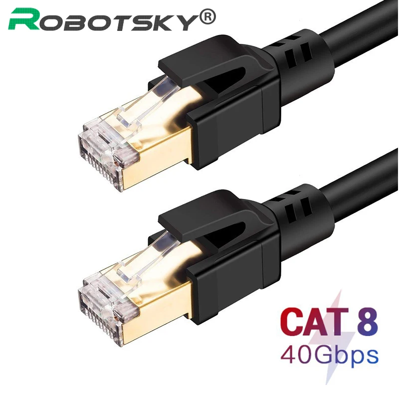 

CAT8 Ethernet Cable 40Gbps Super Speed Cat 8 RJ45 Network Lan Cat8 Shielded Modular Plug For Cat8 Cable for Computer Laptop