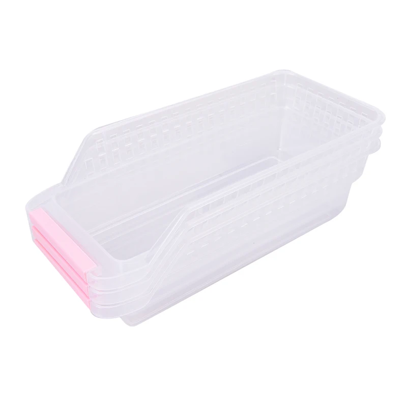 Kitchen Refrigerator Storage Containers With Handles 30cm Overall Length For Pantry Drawer Clear Plastic Organizer Trays Bins | Дом и сад