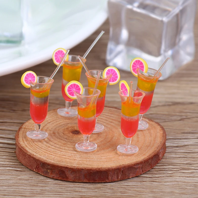 

6Pcs 1:12 Dollhouse Miniature Drink Juice Cups Dolls Kitchen Food Accessories