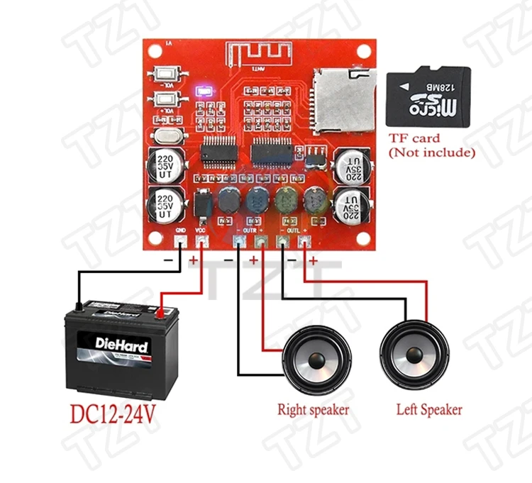 XH-A233 15 Вт X 2 Bluetooth 4,2 цифровой усилитель мощности доска стерео TF карты играть 12v~ 24v аудио усилитель