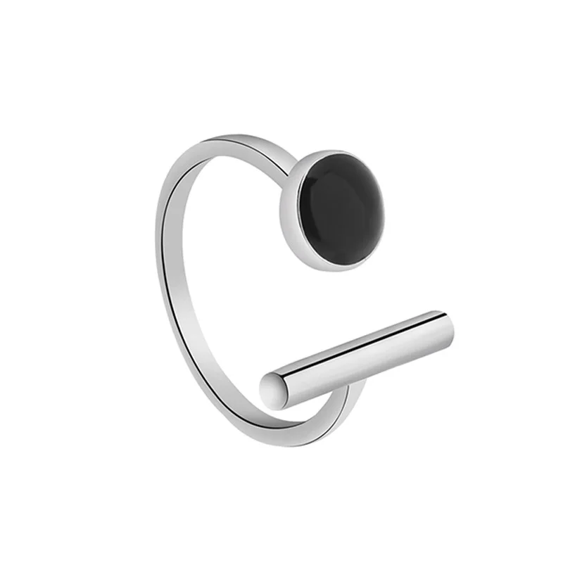 

Women Ring Simplicity Fashion Korean Fashion Black Round Geometric Opening Adjustable Ring Ms Exquisite Jewelry Gift Accessories