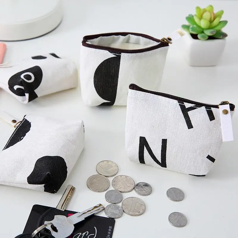 

New Nordic Alphabet Coin Purse Fabric Zipper Coin Purse Coin Bag Simple Fashion Canvas Cartoon Key Case