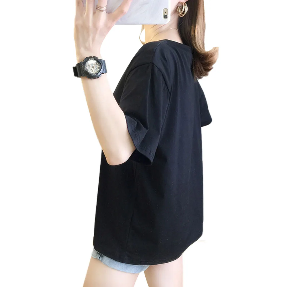 Летняя женская Свободная футболка с принтом модная Радужная Женская