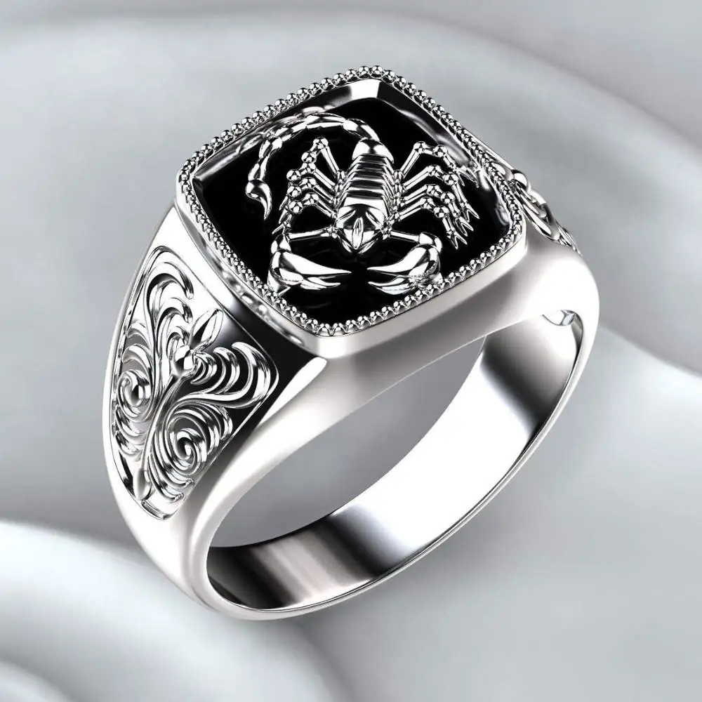 

Top-quality Gothic Punk Scorpion Male Retro Ring Scorpion Pattern Rings for Men Jewelry