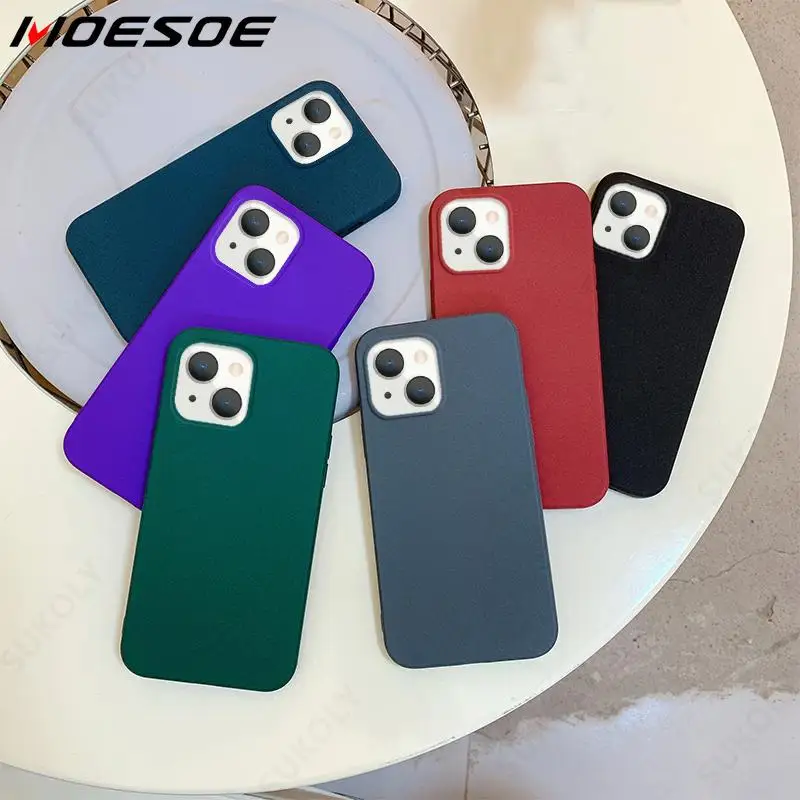 

For iPhone 13 12 Mini 11 Pro XS MAX XR X 8 7 6 6S Plus SE 2020 Sandstone Matte Soft Silicone Case Shockproof Ultra-thin Cover