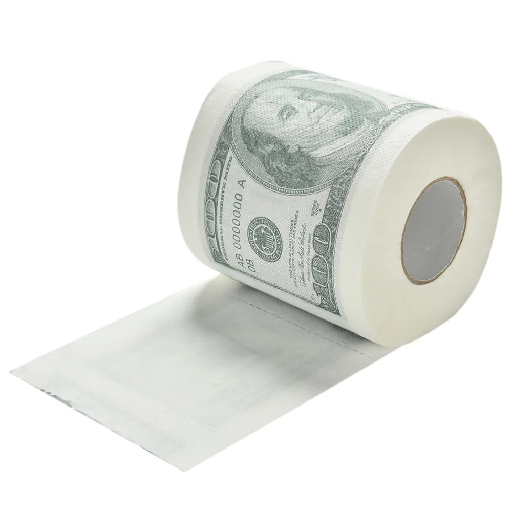 Facial Tissue One Hundred Dollar Bill Toilet Paper Fun $100 TP Money Roll Gag Gift