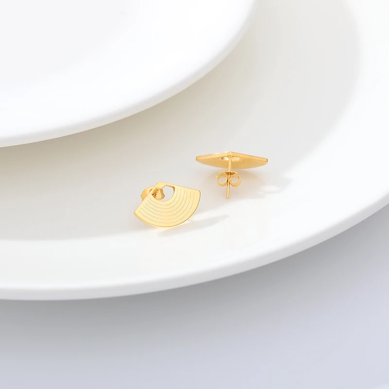 Женские серьги-гвоздики из нержавеющей стали розовое золото серебристый цвет