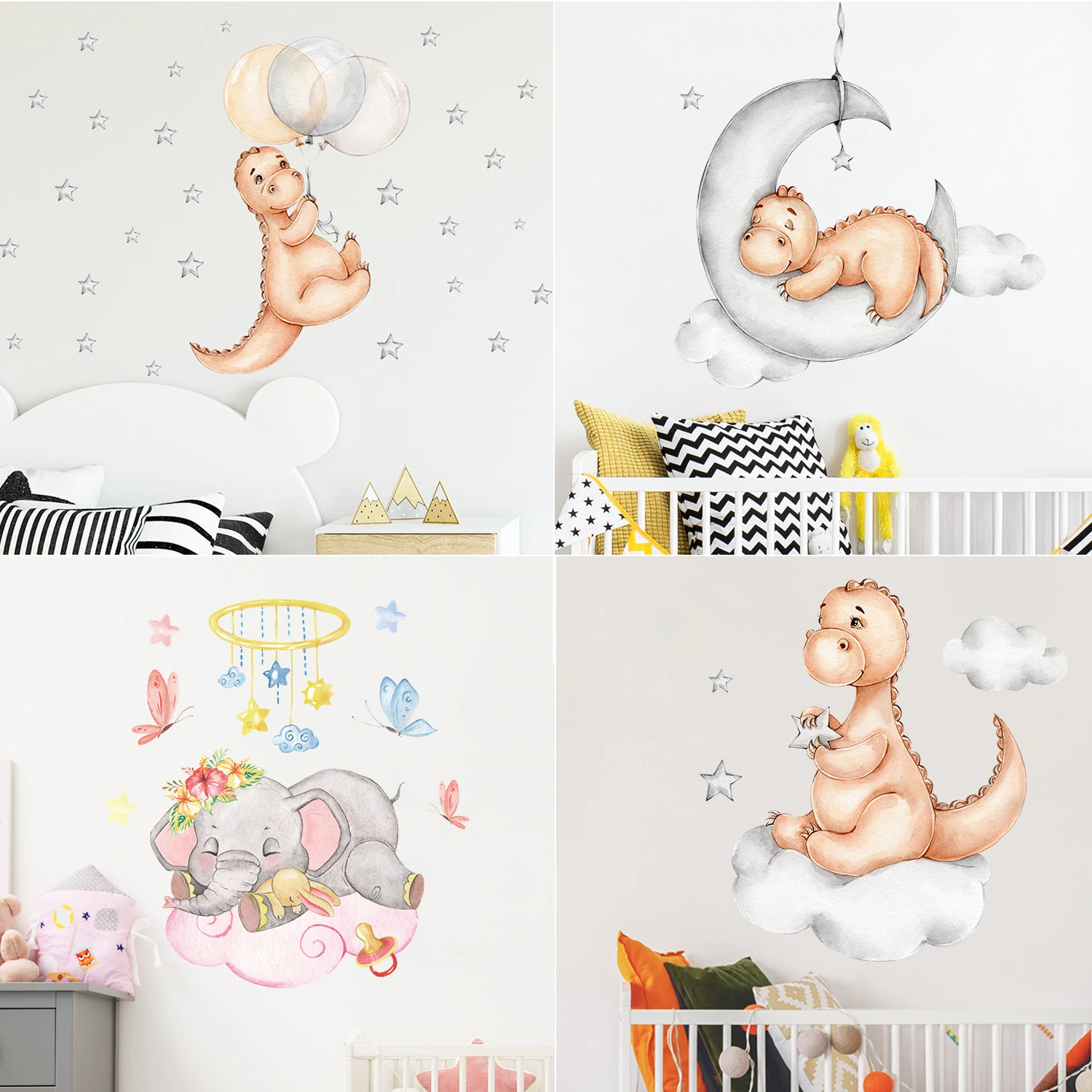

Good Night Animal Wall Stickers Mural For Kids Bedroom Wardrobe Decoration Waterproof Home Decor Removable Nursery Decal Posters