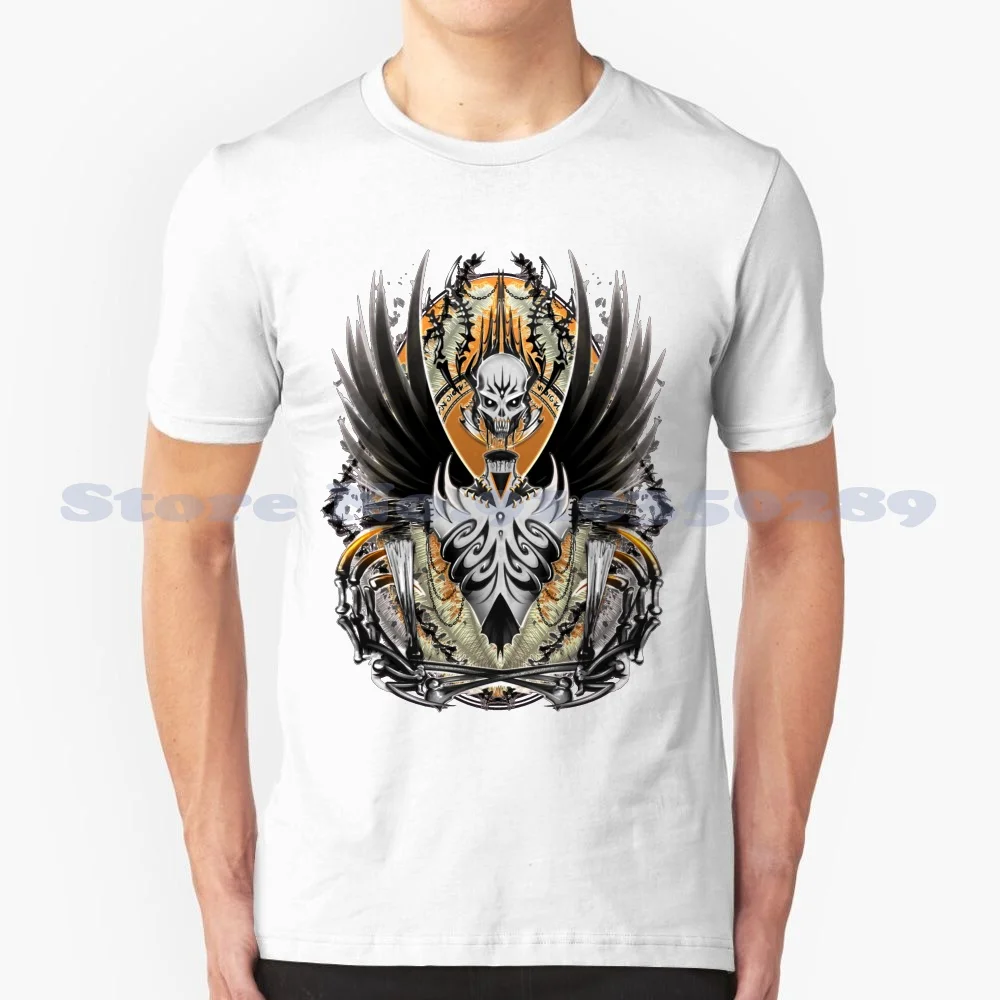 #0009 100% хлопковая футболка золотой черный череп скелет кости металл крутая Mylarha Xan