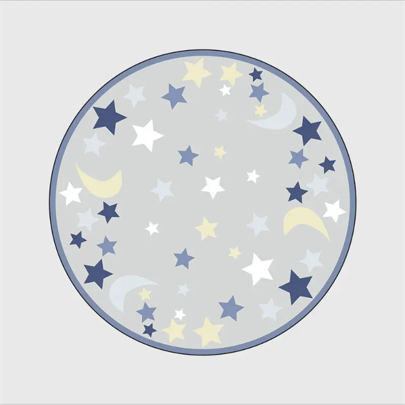 

Cartoon Round Carpets for Living Room Moon Star Pattern Non-slip Carpet Area Rug for Bedroom Home Decor Floor Mat