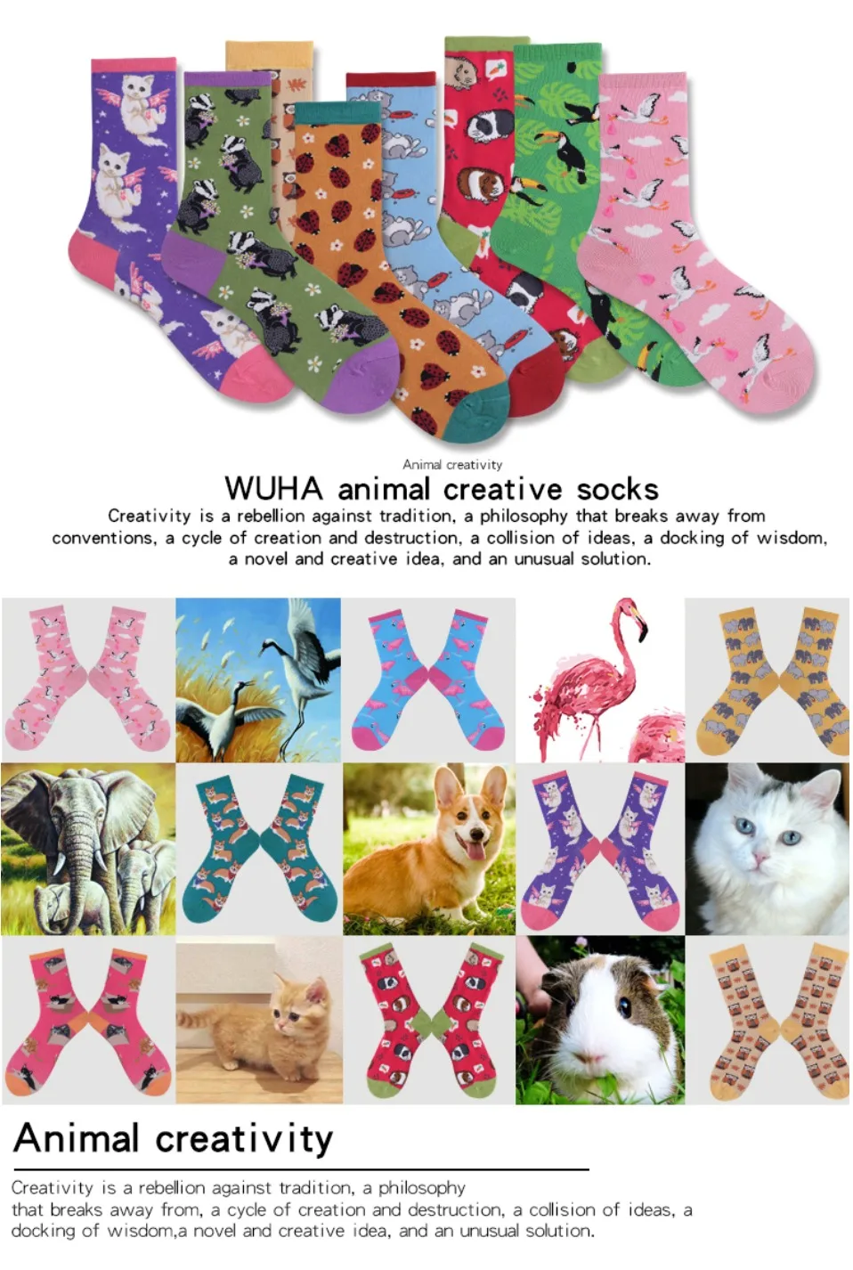 Высокие носки meia medias de mujer длинные calcetines divertido с животным принтом moda зима осень happy sheer Новинка Хлопок Женские